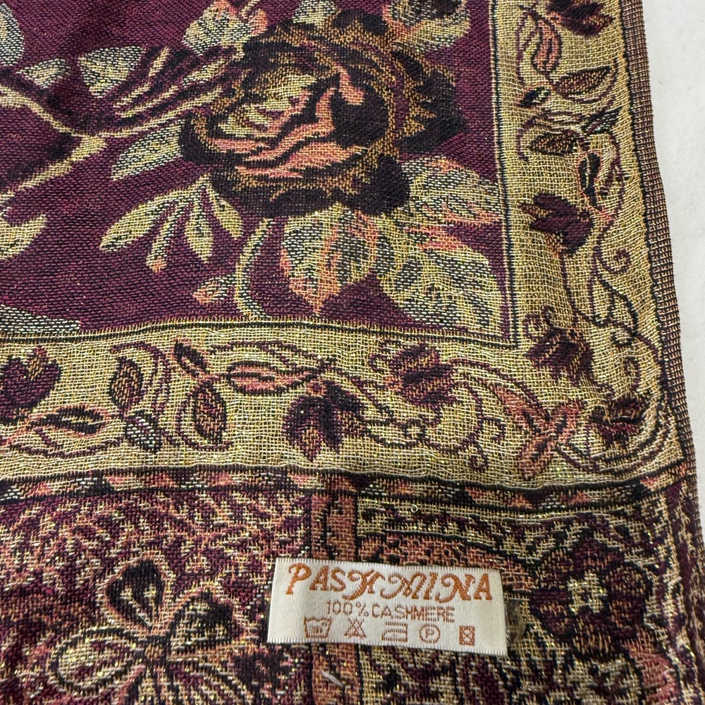 Pashmina Cashmere Scarf with Floral Design